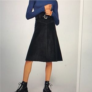 Retro-Inspired wide cord midi skirt in an A-line silhouette
